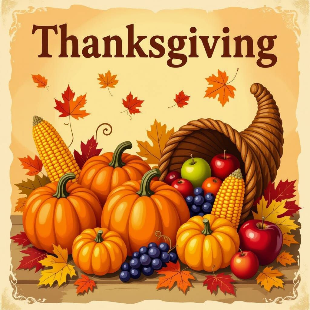 Vibrant Thanksgiving Poster in Warm Autumn Colors