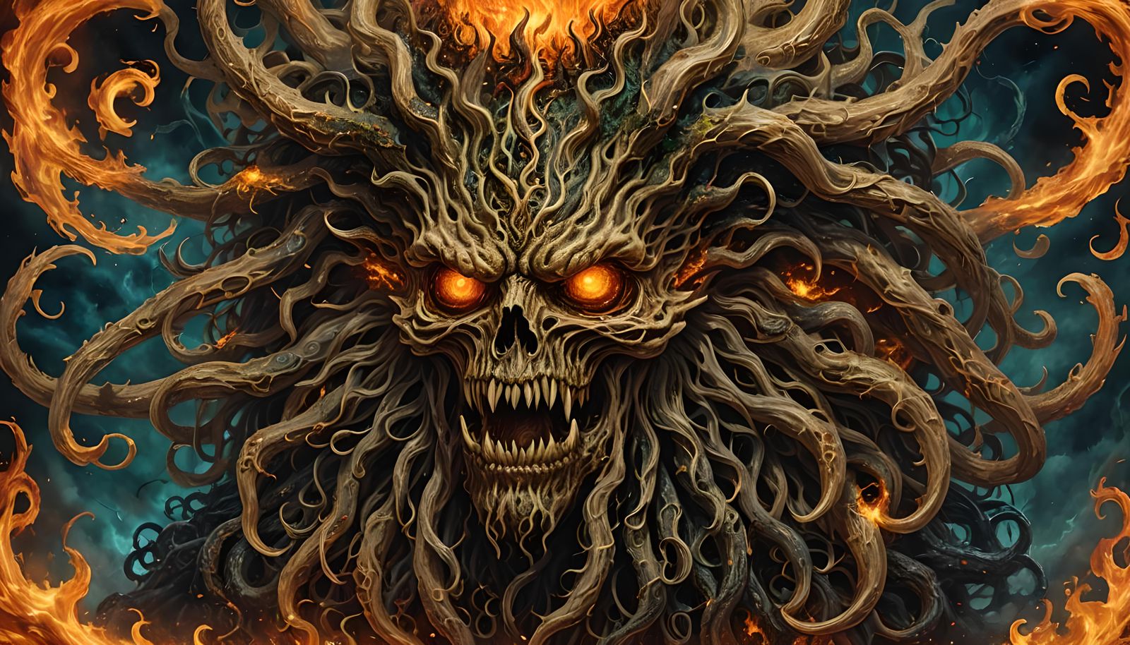 Azathoth Portrait in Wild Chaotic Flames