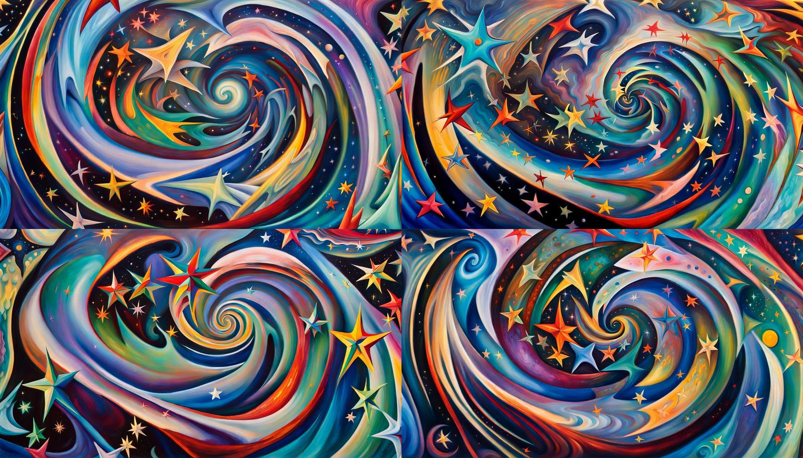 Iridescent Star Cluster Formation in Abstract Expressionism