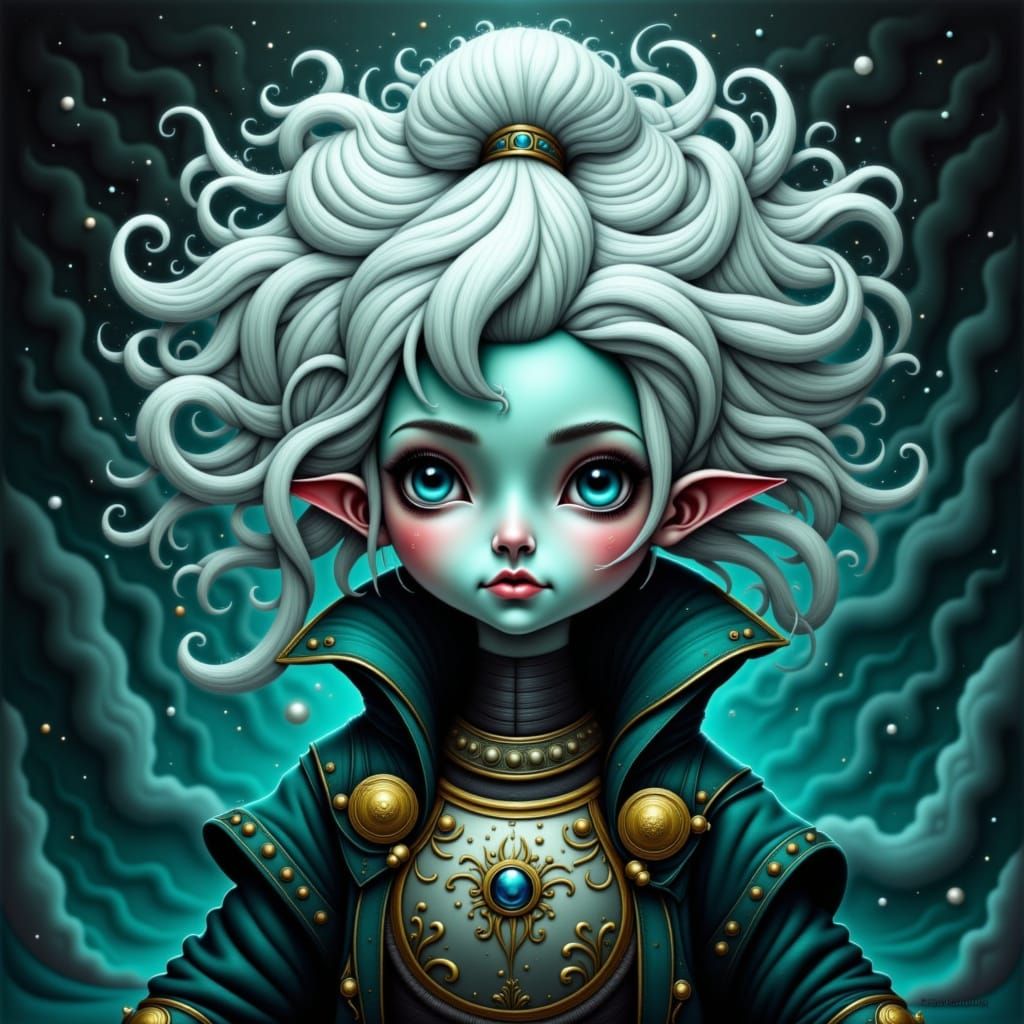 Air Genasi Pirate Woman in Vivid Fantasy Art Style