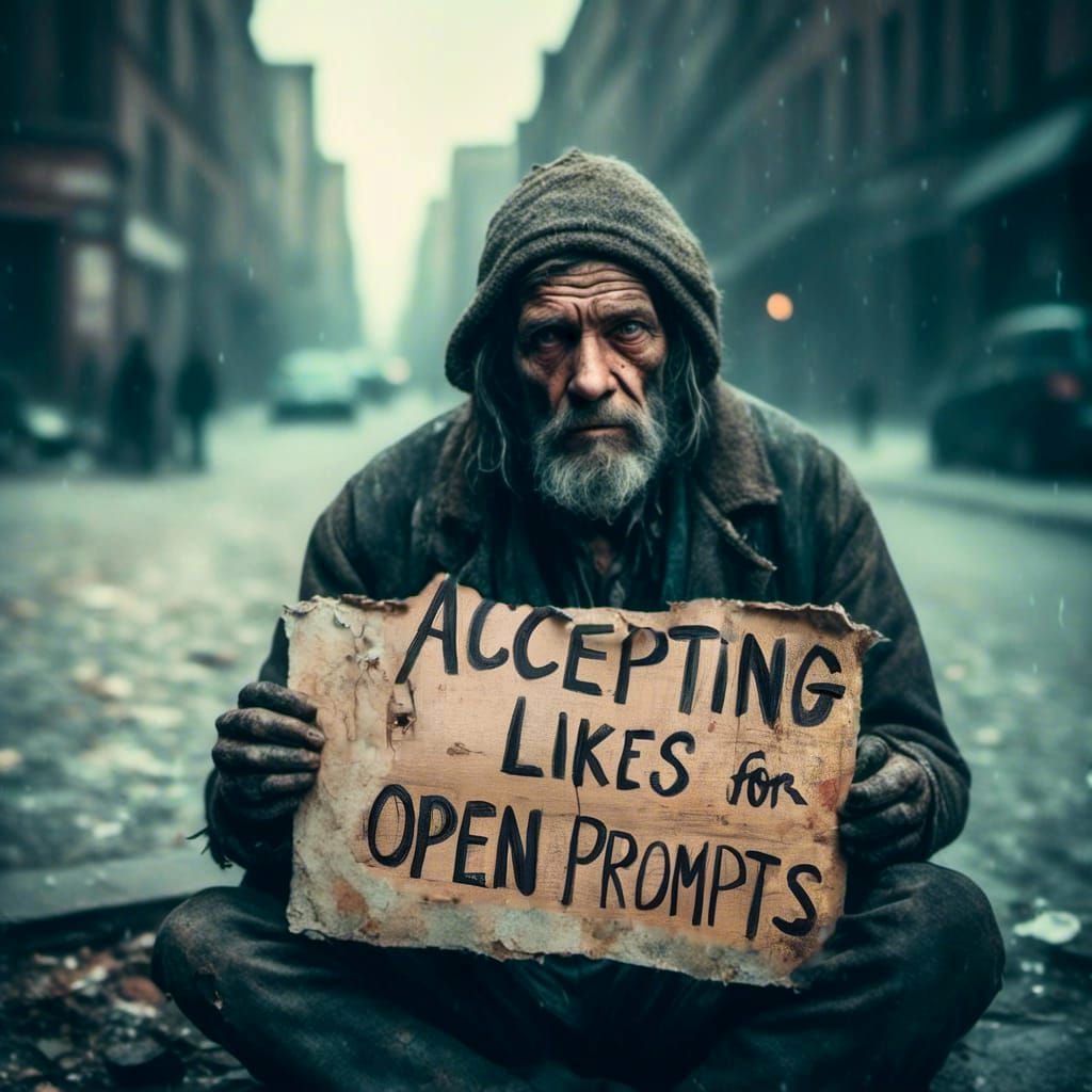 Sad Homeless Man Portrait in Macabre Style