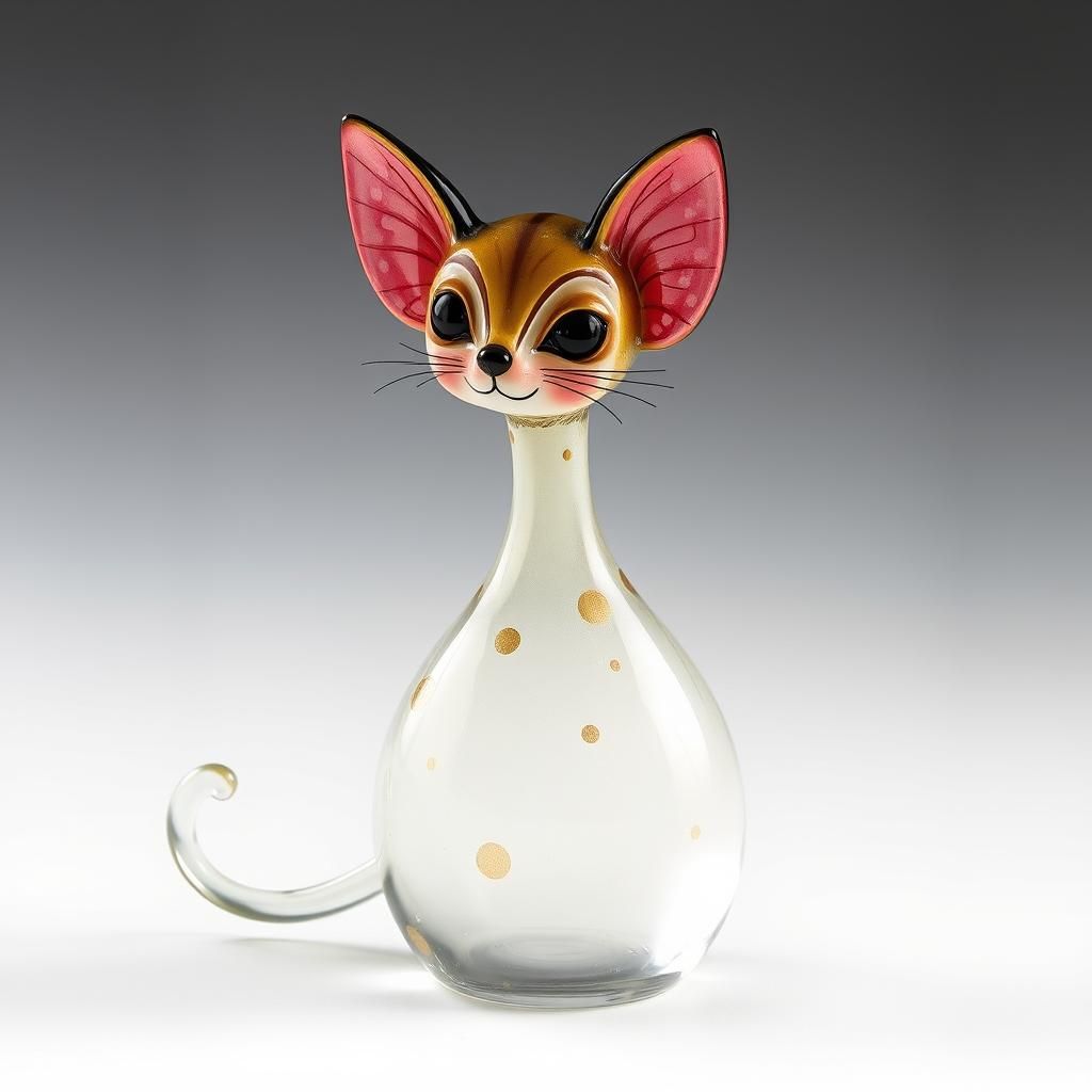 Enameled Glass Figurine in Surrealist Style