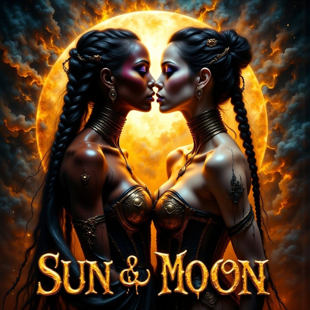 Sun and Moon Goddesses in Shimmering 3D