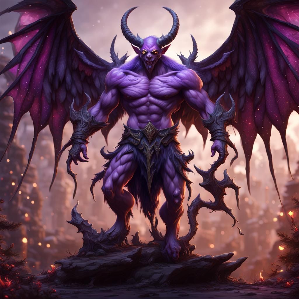 Buff Christmas Demon with Purple Wings
