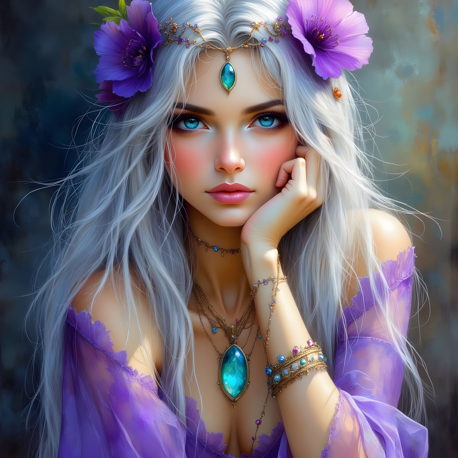 Norse Goddess Portrait in Bohemian Style
