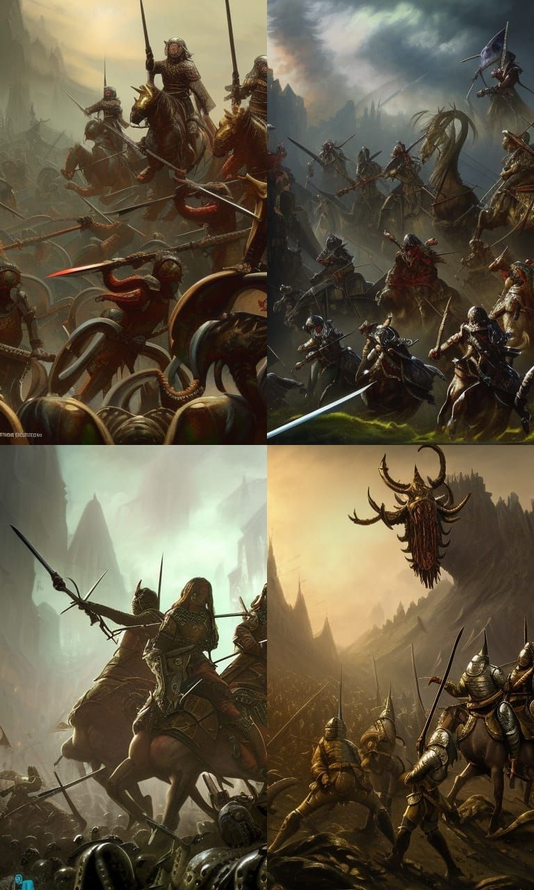 Medieval Army vs. Lovecraftian Monster: Fantasy Art