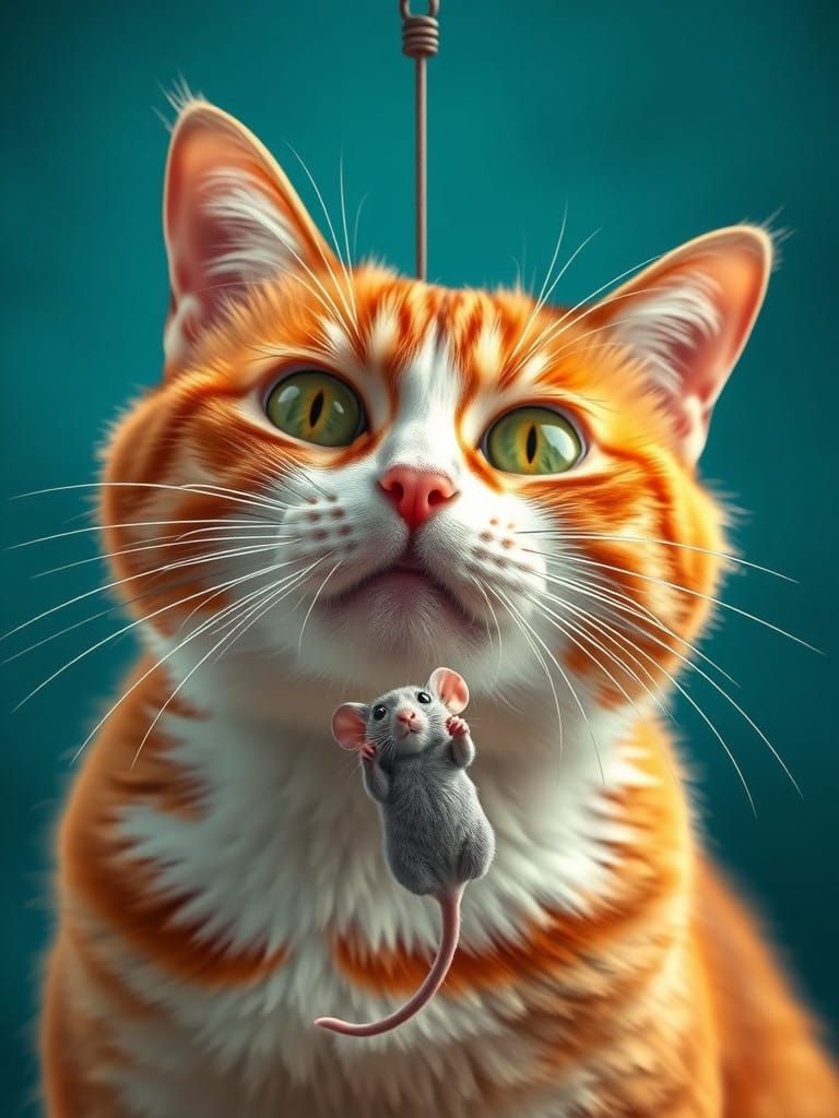 Stylized Ginger Cat in Whimsical Wonderland