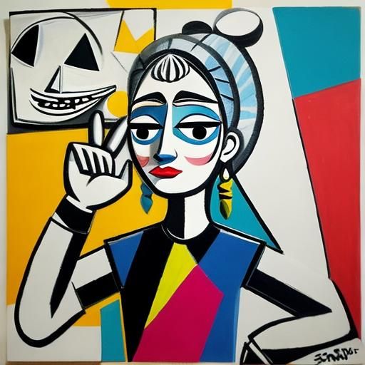 Abstract Composition in Cubist Style