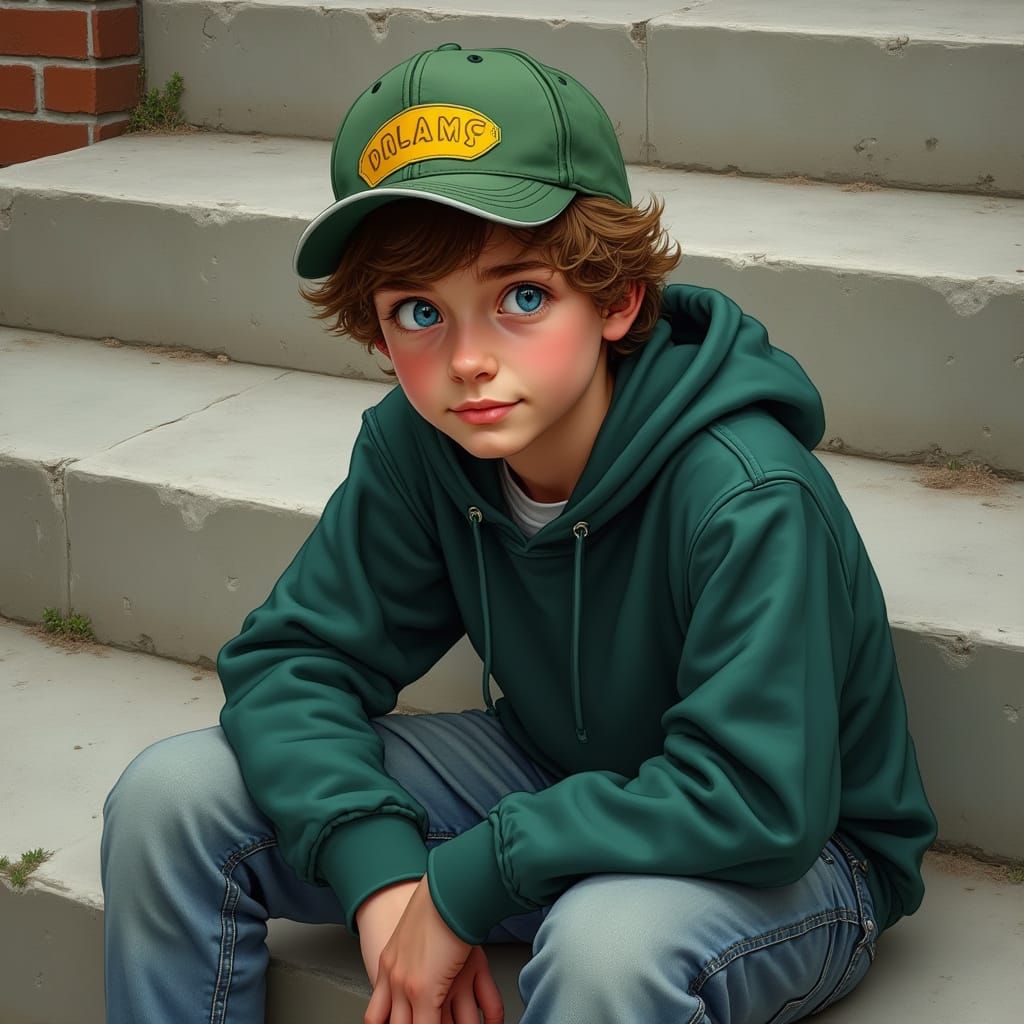Hyper-Realistic Teen Portrait with Trucker's Cap