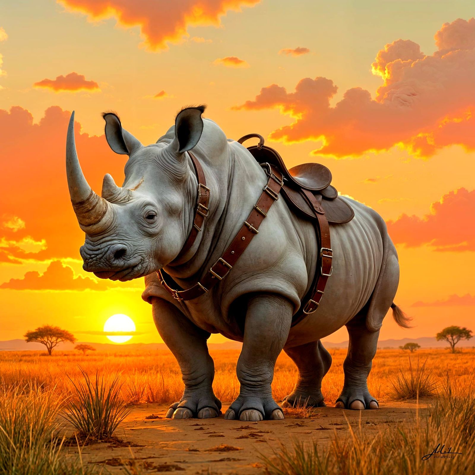 Mysterious Albino Rhinoceros in a Grumpy Mood