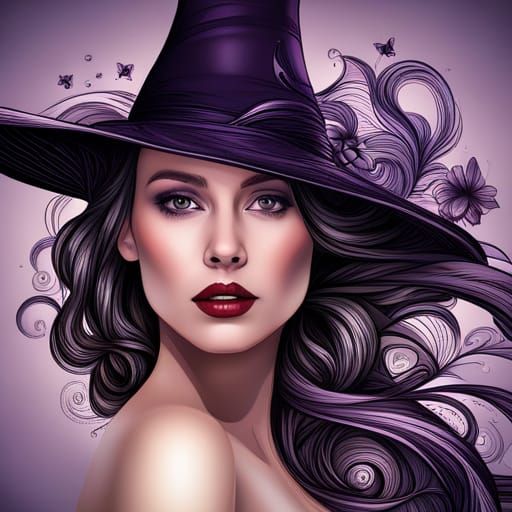 Floral Witch Hat in Abstract Fractal Style