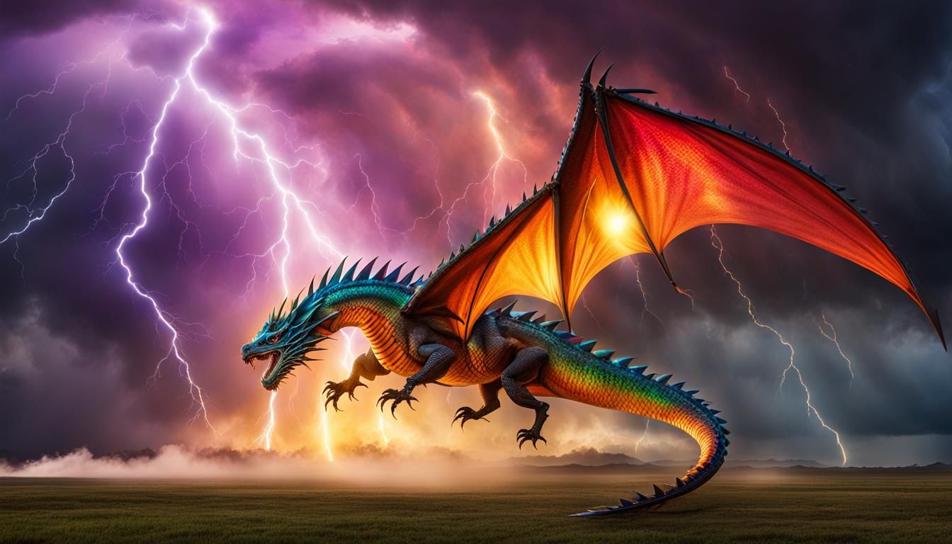 Prismatic Dragon in Tornado Windstorms
