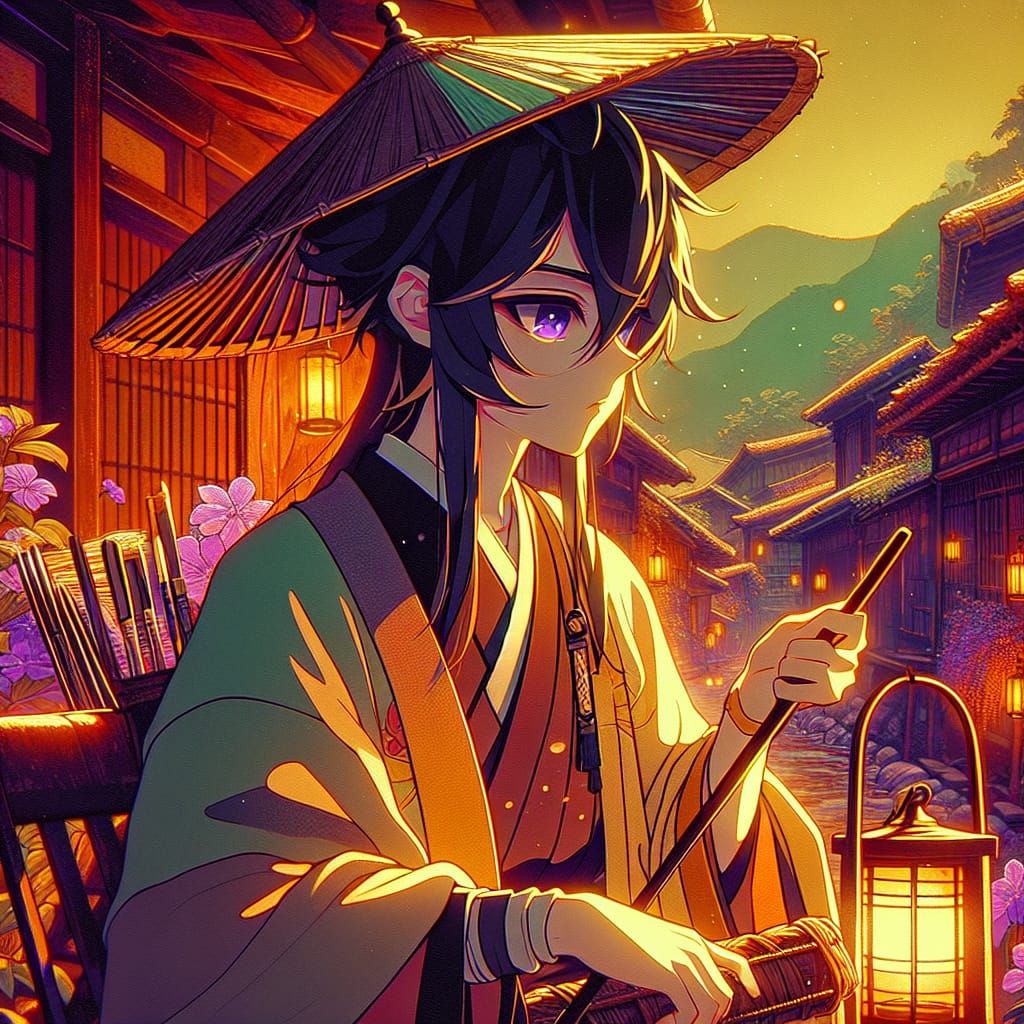 Village Cleric in Anime Style with Saturated Colors