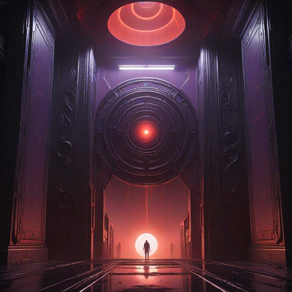 Colossal Elevator Descends to Portal Under Black Sun