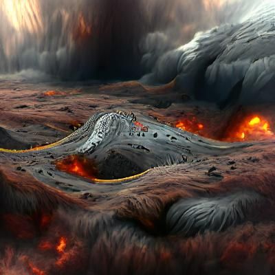 Detailed Matte Painting of a Lava Crater