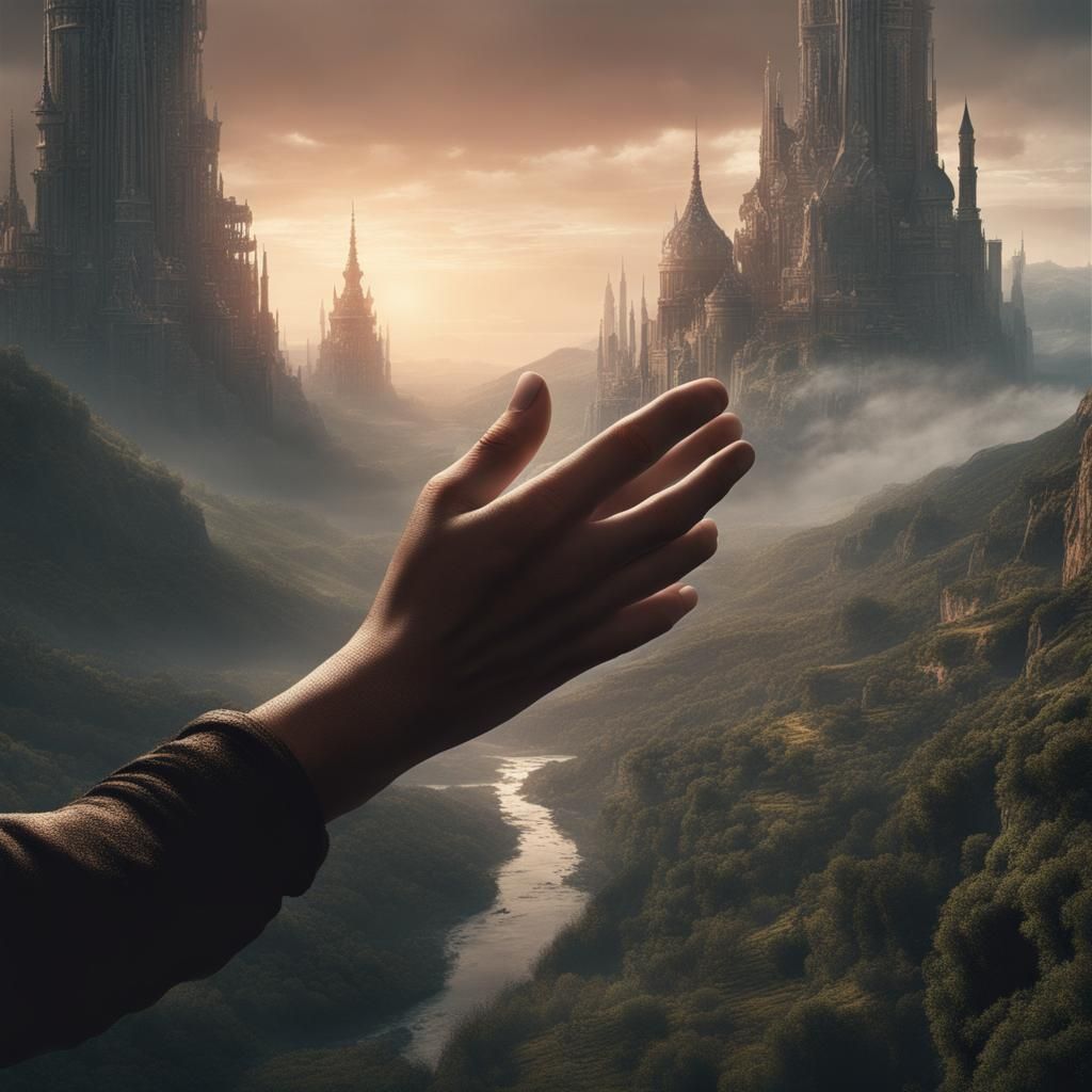 Touching Hands Conveying Love in Digital Painting