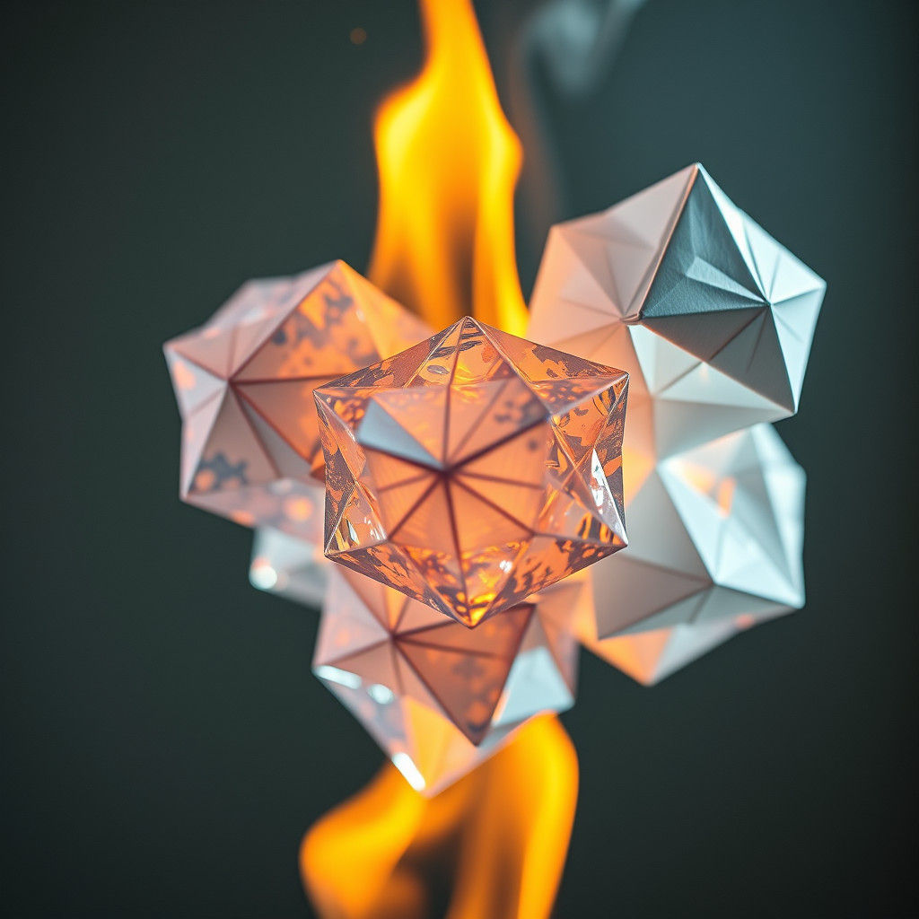 Origami Ice Cubes Ablaze in Dreamy Light