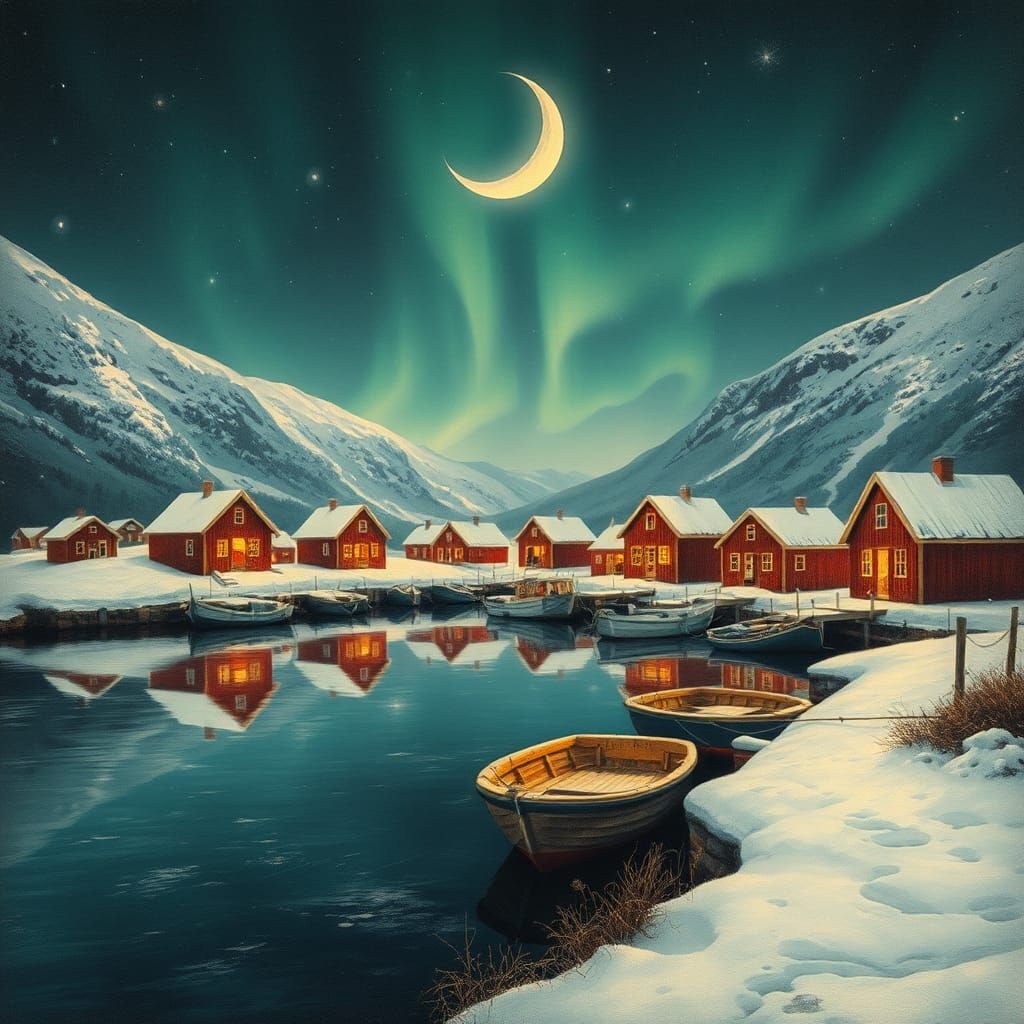 Vintage Sepia Night with Crescent Moon Illustration