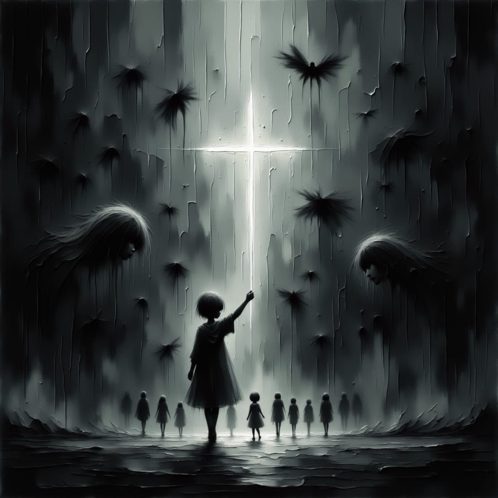 Boy Leads Followers Through Dark Abyss in Surreal Fantasy St...