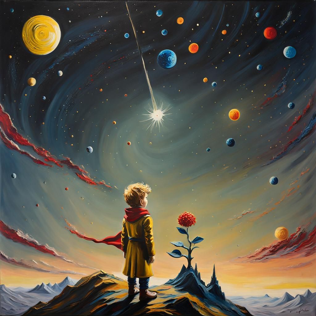 The Little Prince and the Vastness of Space, Impasto Painting