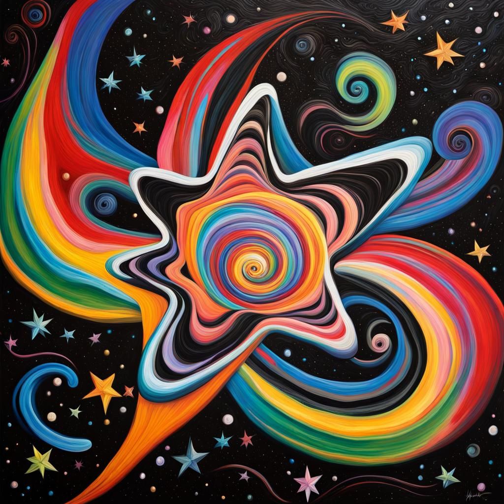 Electromagnetic Star in Vivid Impasto Painting