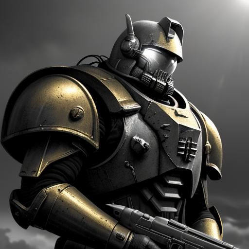 Space Marine on Barren Planet in Cinematic Style