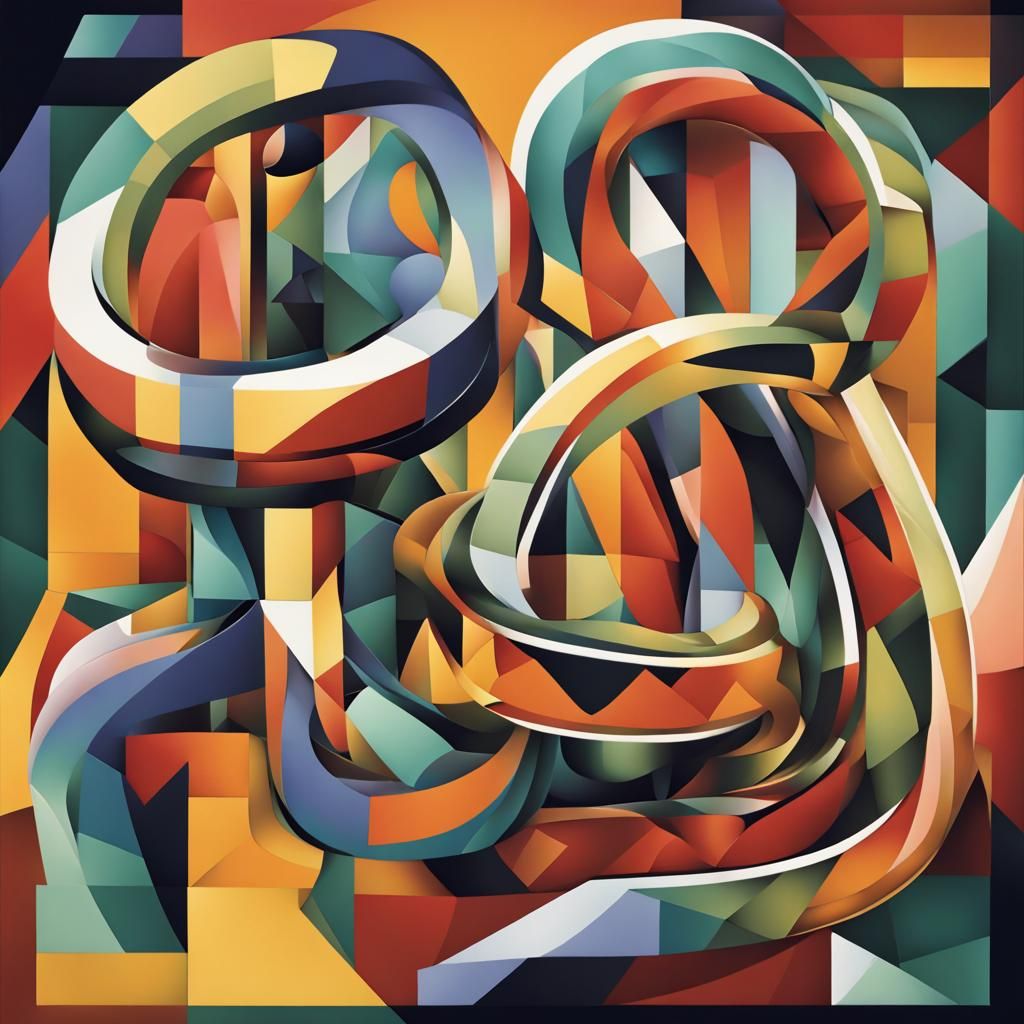 Geometric Anaconda in Cubist Art Deco Style