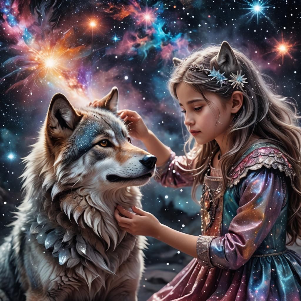 A surreal celestial fantasy artwork that captures a sparklin...