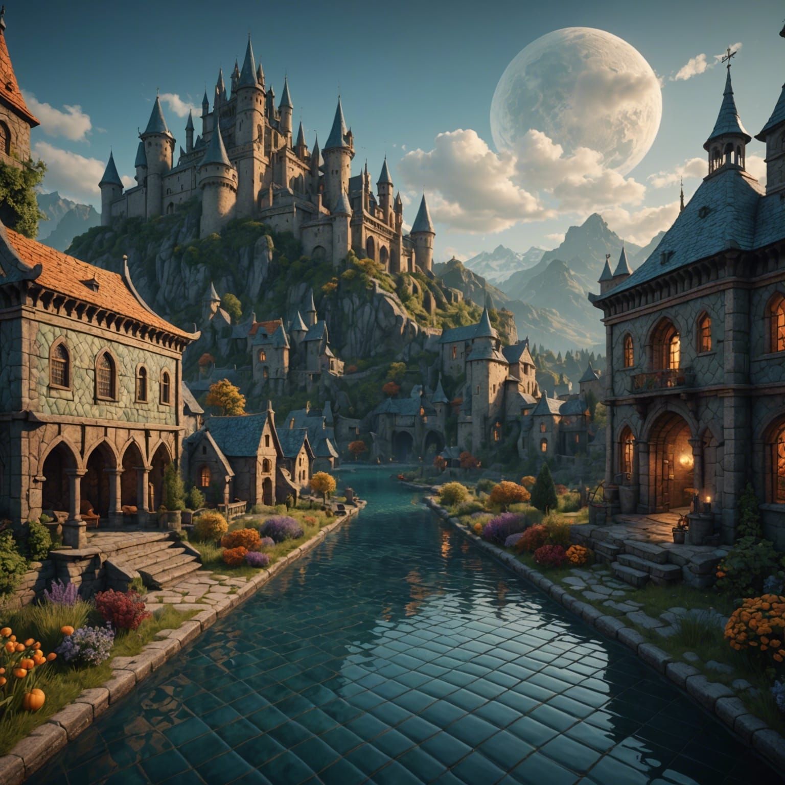Fantastical Quilted Scene in Detailed Matte Painting