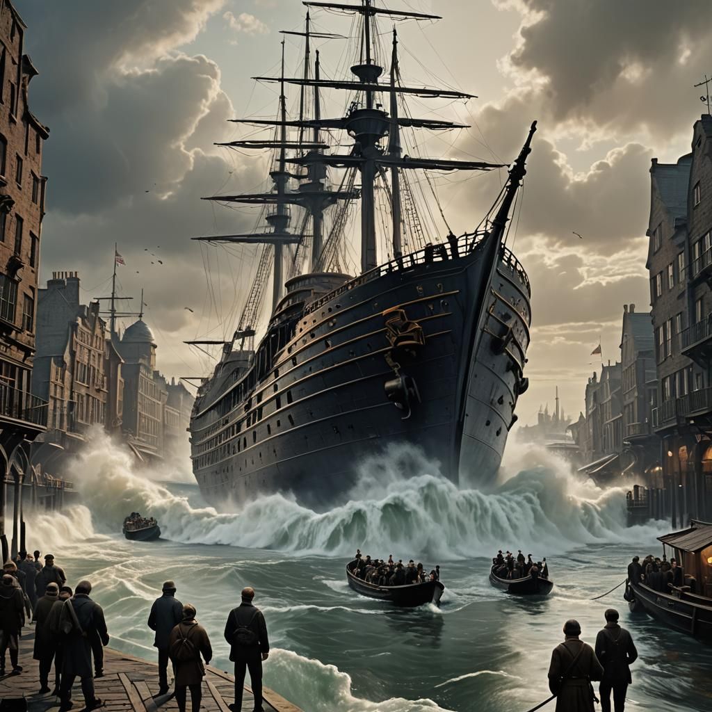 Colossal Ship Docks: Detailed Matte Painting in 8K