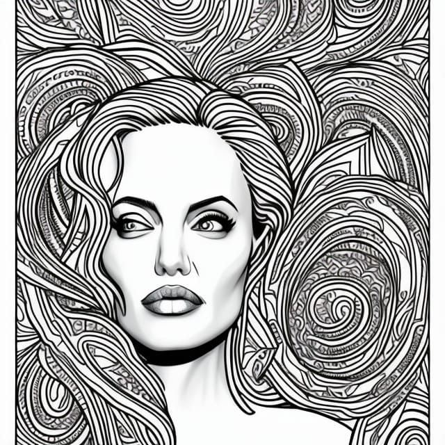 Angelina Jolie Mandala in Black and White