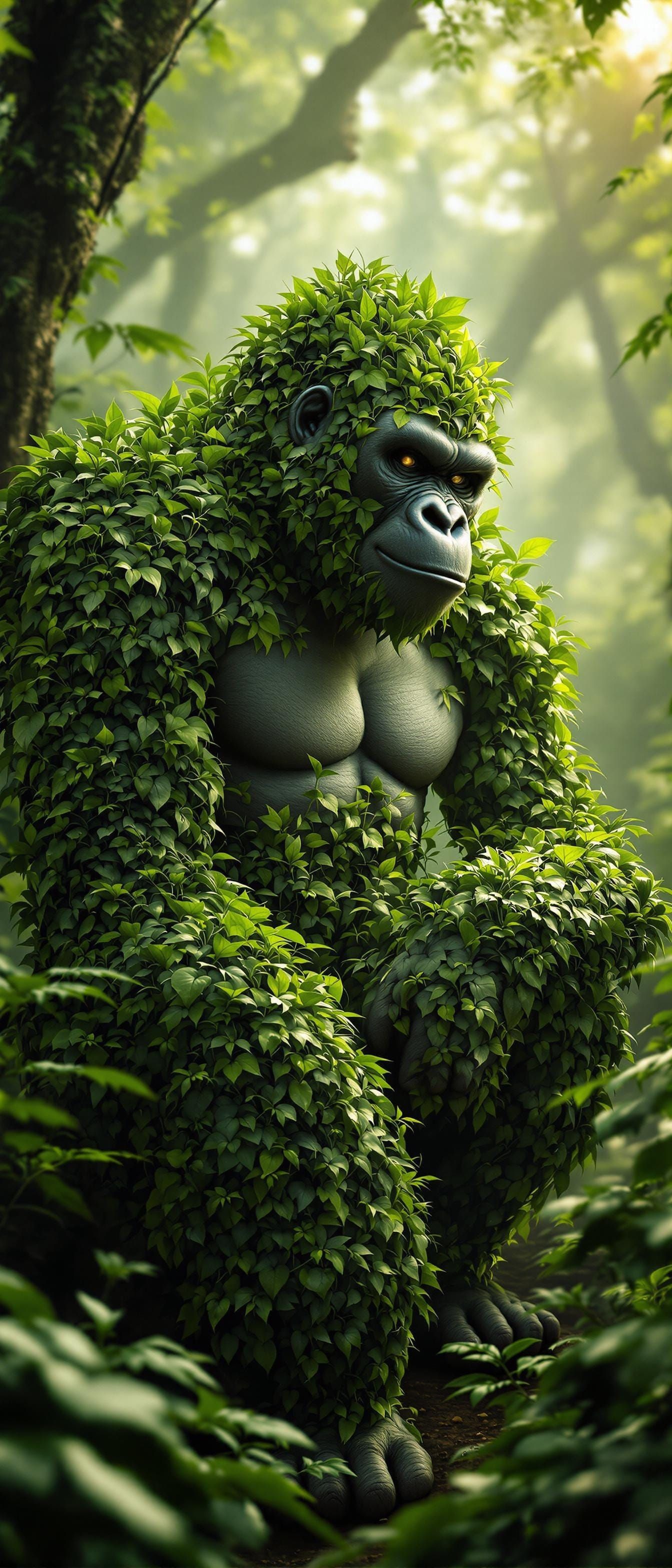 Majestic Plant Gorilla in Emerald Forest