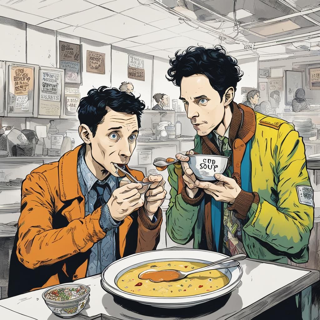 Dirk gently eating soup