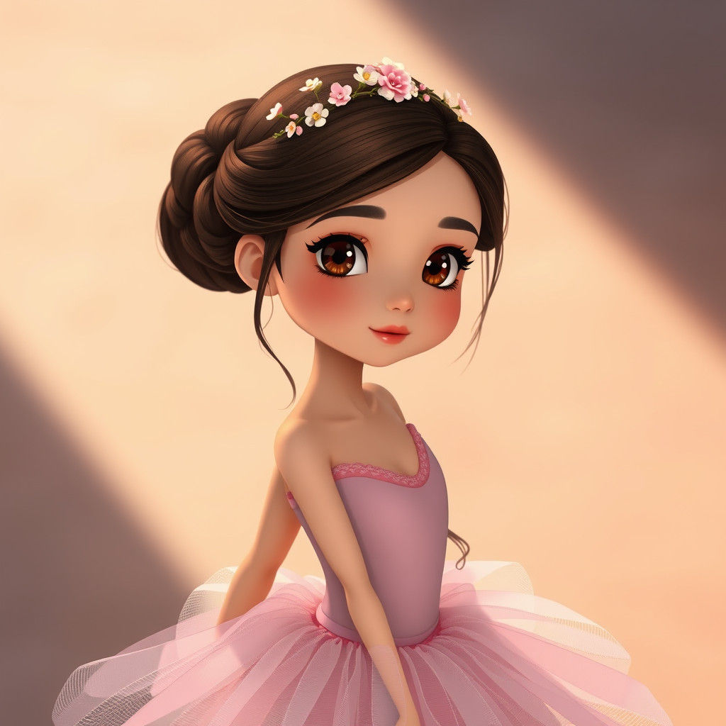 Portuguese Ballerina in Anime Style with Floral Crown