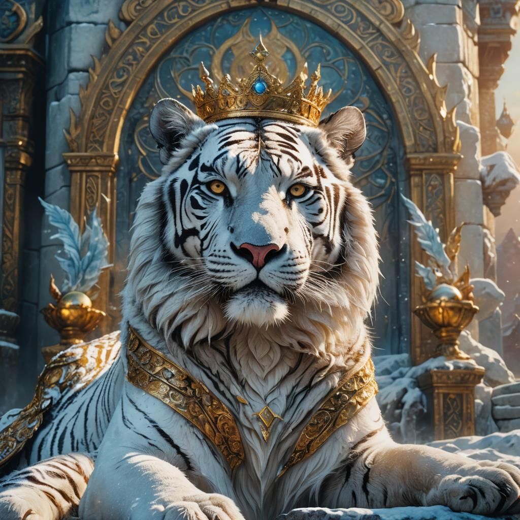 Icy Queen Protected by White Tiger: Fantasy Film Still