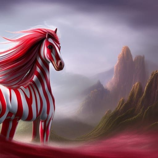 Candy Cane Horse Concept Art in Unreal Engine