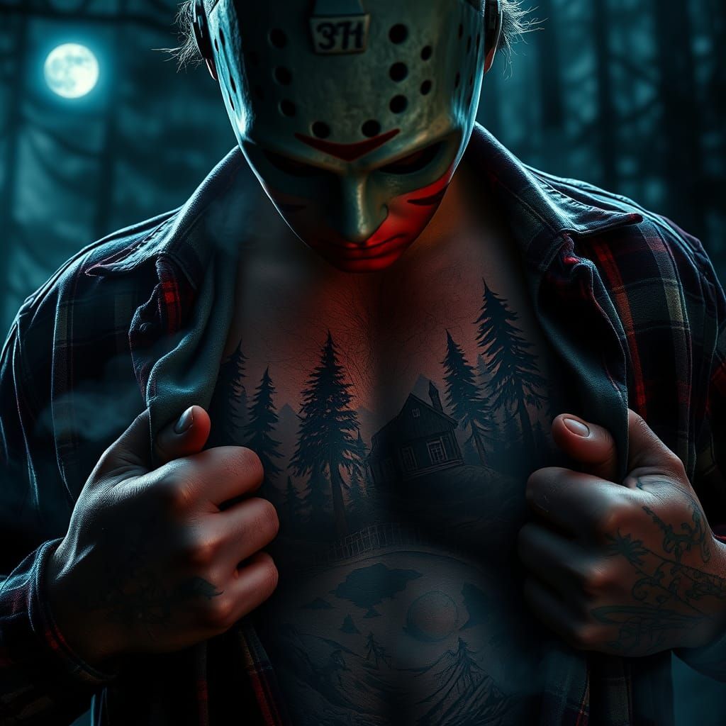 Jason Voorhees Tattoos: Camp Crystal Lake in Dreamy Surreali...