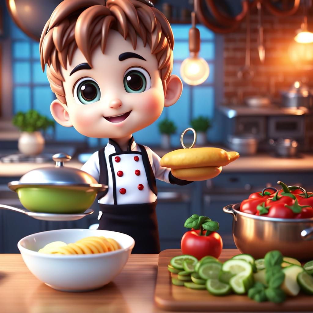 Chef Worm: 3D Anime Fantasy Concept Art