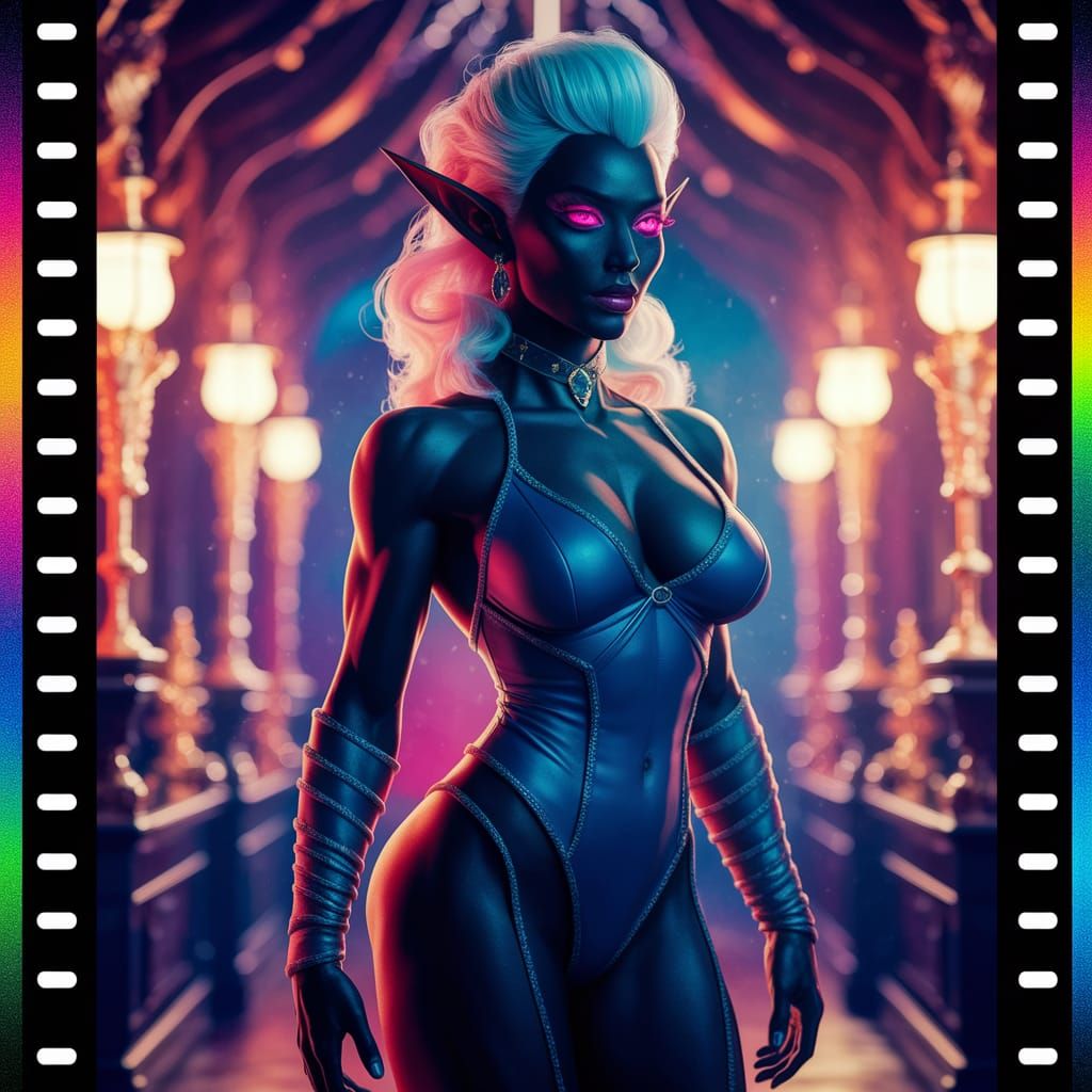 Powerful Dark Elf Warrior in Dramatic Fantasy Art Style