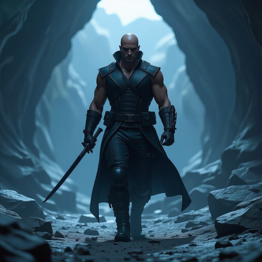 Daredevil Riddick in Alien Cavern, Cinematic 3D Game Art