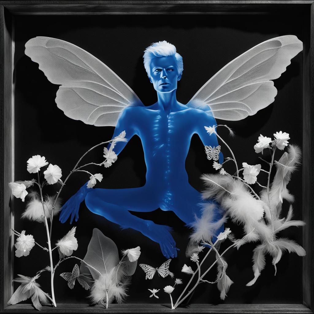 Blue Glass Fairy Photogram in Steampunk Style