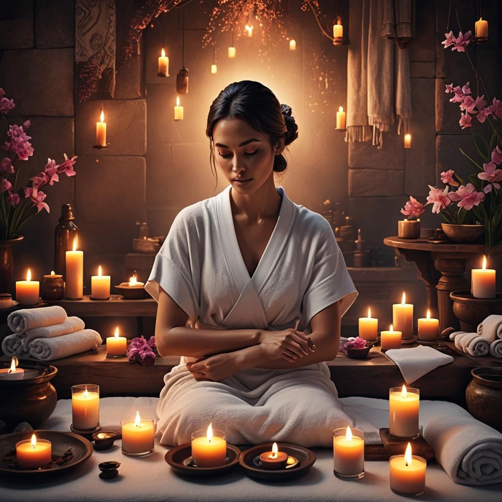 Spa Photo With Massage in Detailed Matte Painting Style