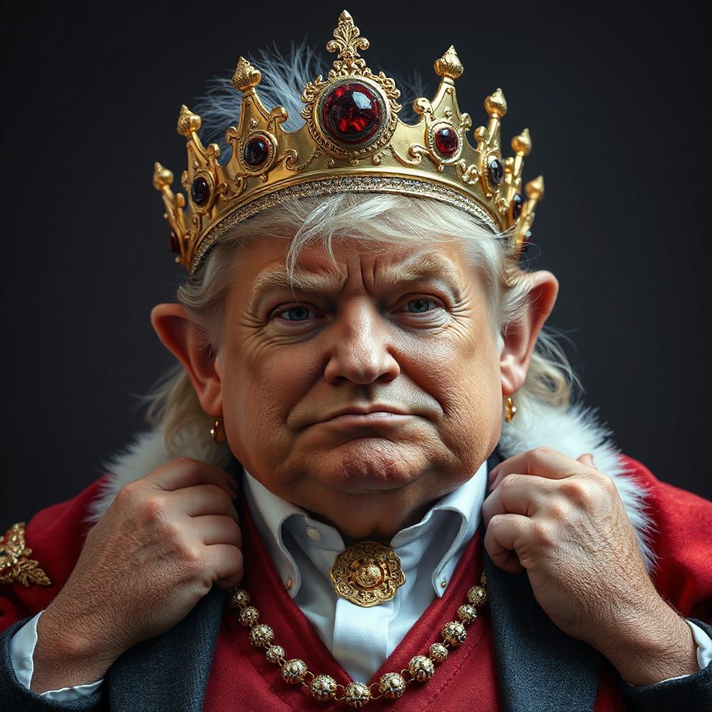 Donald Trump as King of Trolls: Hyperrealistic Maximalist Ar...