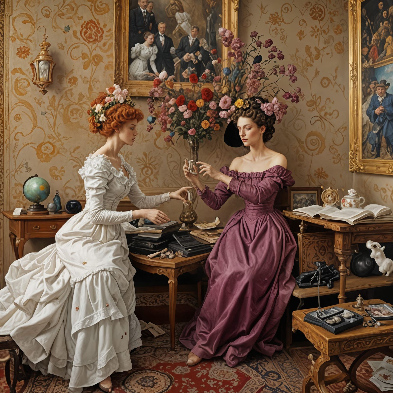 "On the small table in the entrance..."