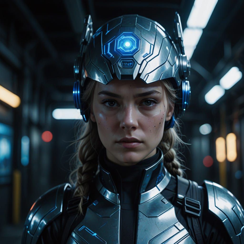 Russian Enforcer in Cyberpunk Style, Cinematic Film Still