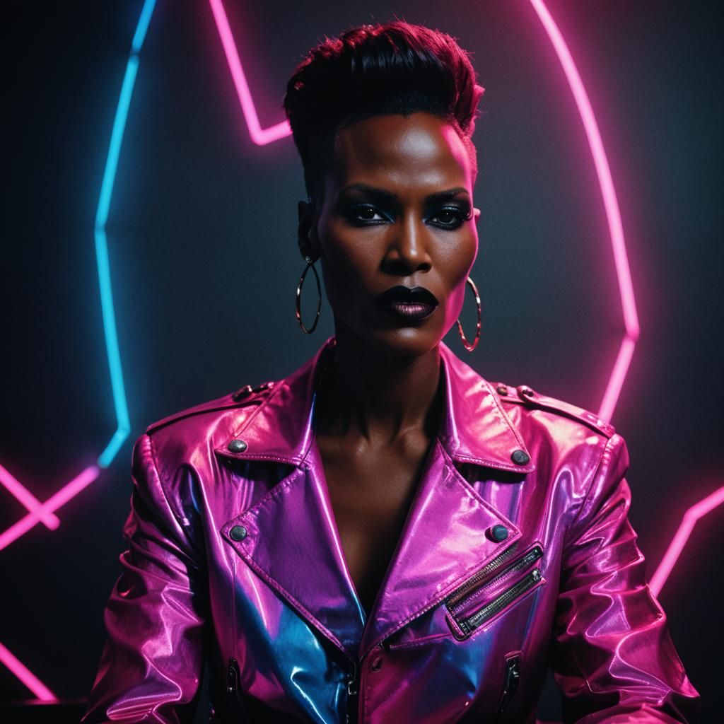 Grace Jones New Wave Portrait Photography. Medium shot. Grac...