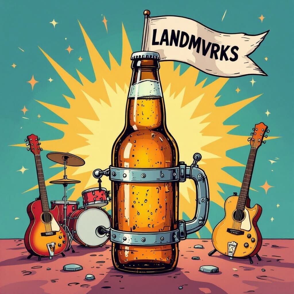 Cartoon Beer Bottle Mascot with Metal Accessories