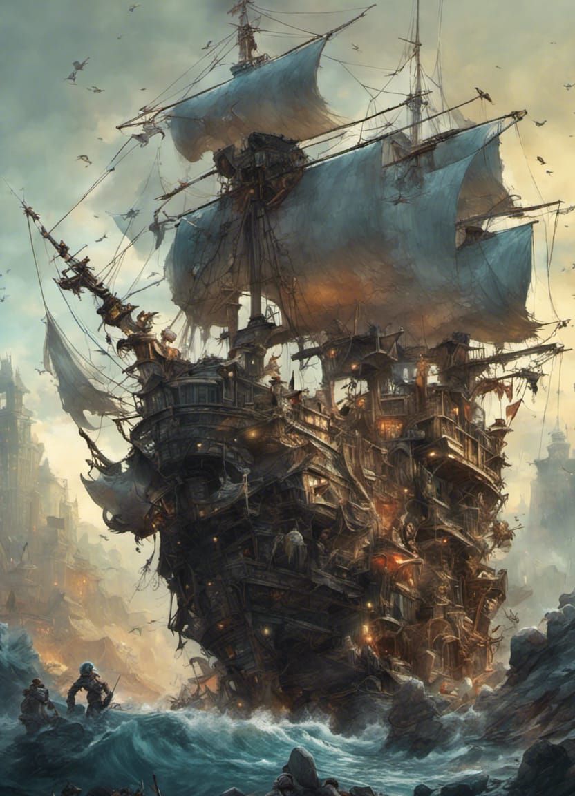 Penguin Pirate Fantasycore Digital Artwork