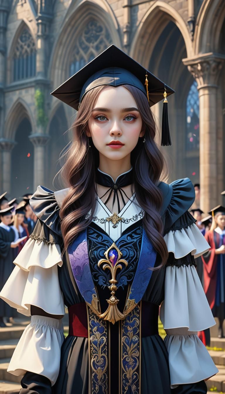 Gothic Woman's Graduation Day Celebration