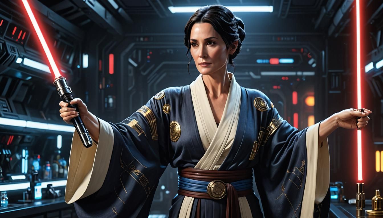 Sci-Fi Jedi Master in Anime Style